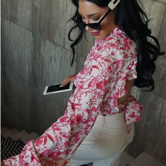 Lorna Luxe chinoiserie Peekaboo back top  top beautiful top size NWT UK 18 - Picture 4 of 16